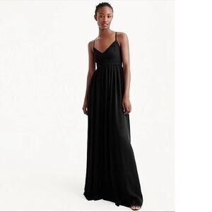 J. Crew Women's Long Draped Spaghetti-Strap Maxi Dress Sleeveless Black Size 8